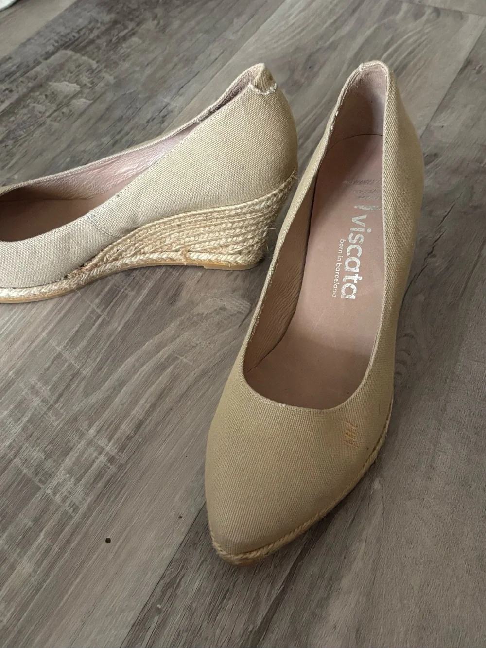 Viscata Barcelona Women's Tan Canvas Espadrille Wedge 39